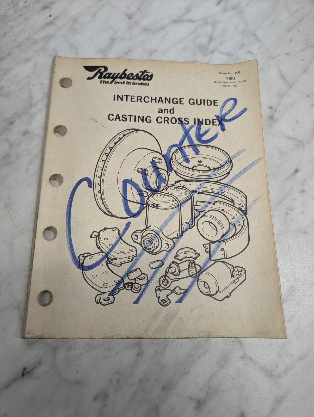 Raybestos Interchange Guide Casting Cross Index Form No 106 1990 Dated 1989