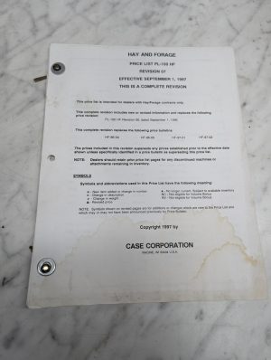Case Hay And Forage Price Lists Pl 100 Hf Revision 07 1997