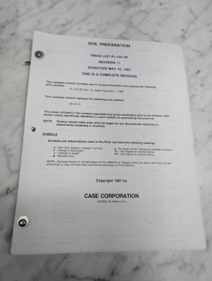 Case Pl-100 Sp Soil Preparation Price List Parts Sales Catalog