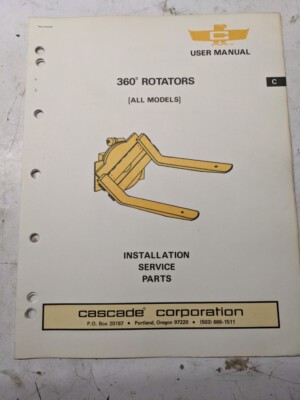 Cascade User Parts List Book Manual Fork Lift 360 Rotators All Models 1970