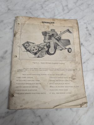 Case 600 Model Self Propelled Combine Introduction Manual Owners Maintenance