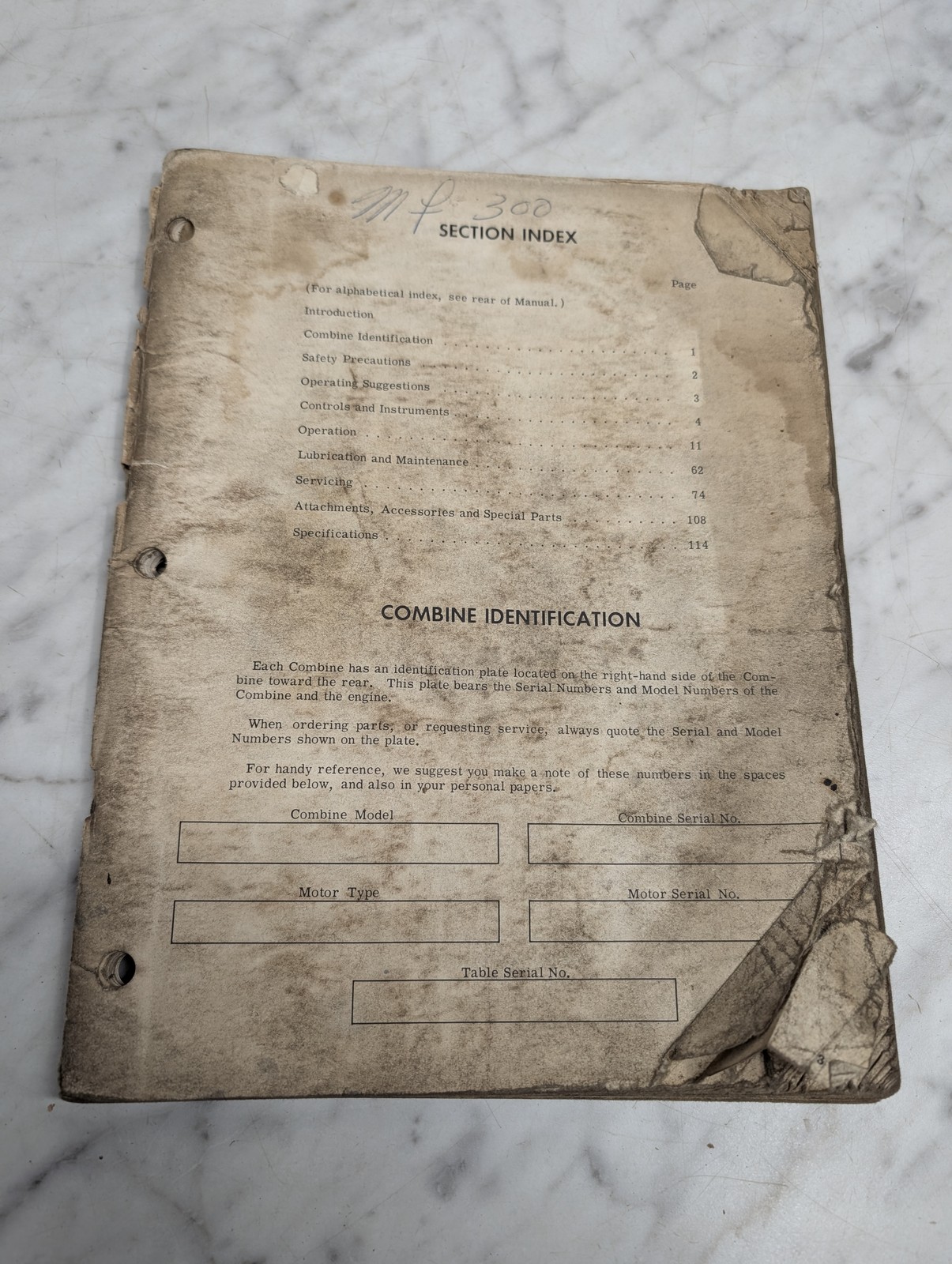 Massey Ferguson 300 Combine Manual Maintenance Guide Book Lubrication Servicing