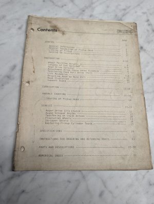 Fox Contents Setting Up Instructions Specification Pickup Head Operators Manual