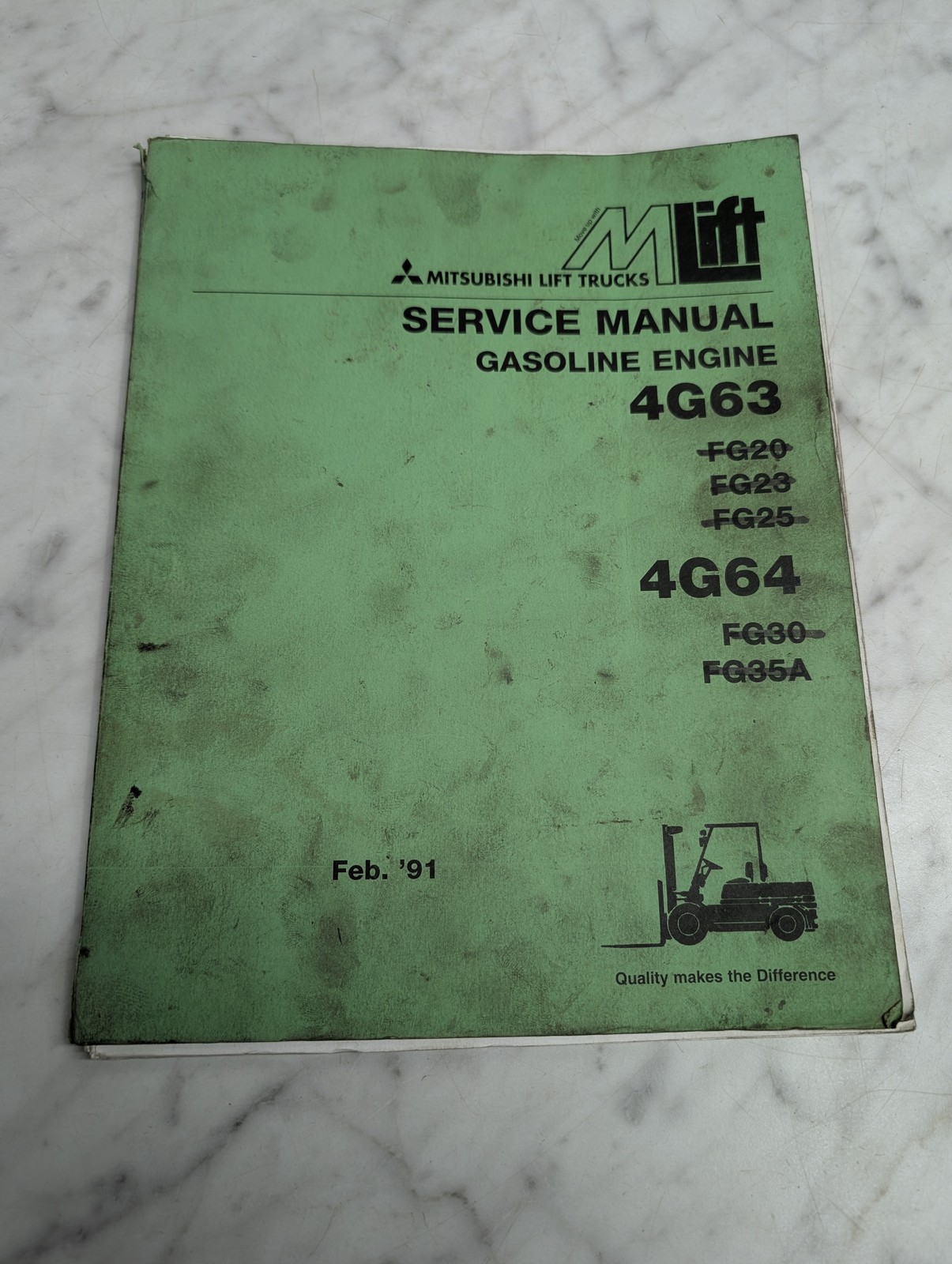 Mitsubishi Lift Trucks Milift 4G63 4G64 Fg20 Fg23 Fg25 Fg30 Fg35A Service Manual