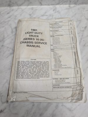 1981 Light Duty Truck Series 10-35 Chassis Service Manual Repair Shop Chevrolet
