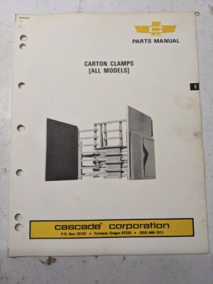 Cascade User Parts List Book Manual Carton Clamps All Models