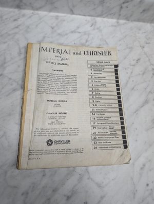 Imperial Chrysler 1970 Service Manual Repair Maintenance Shop Crown Le Baron