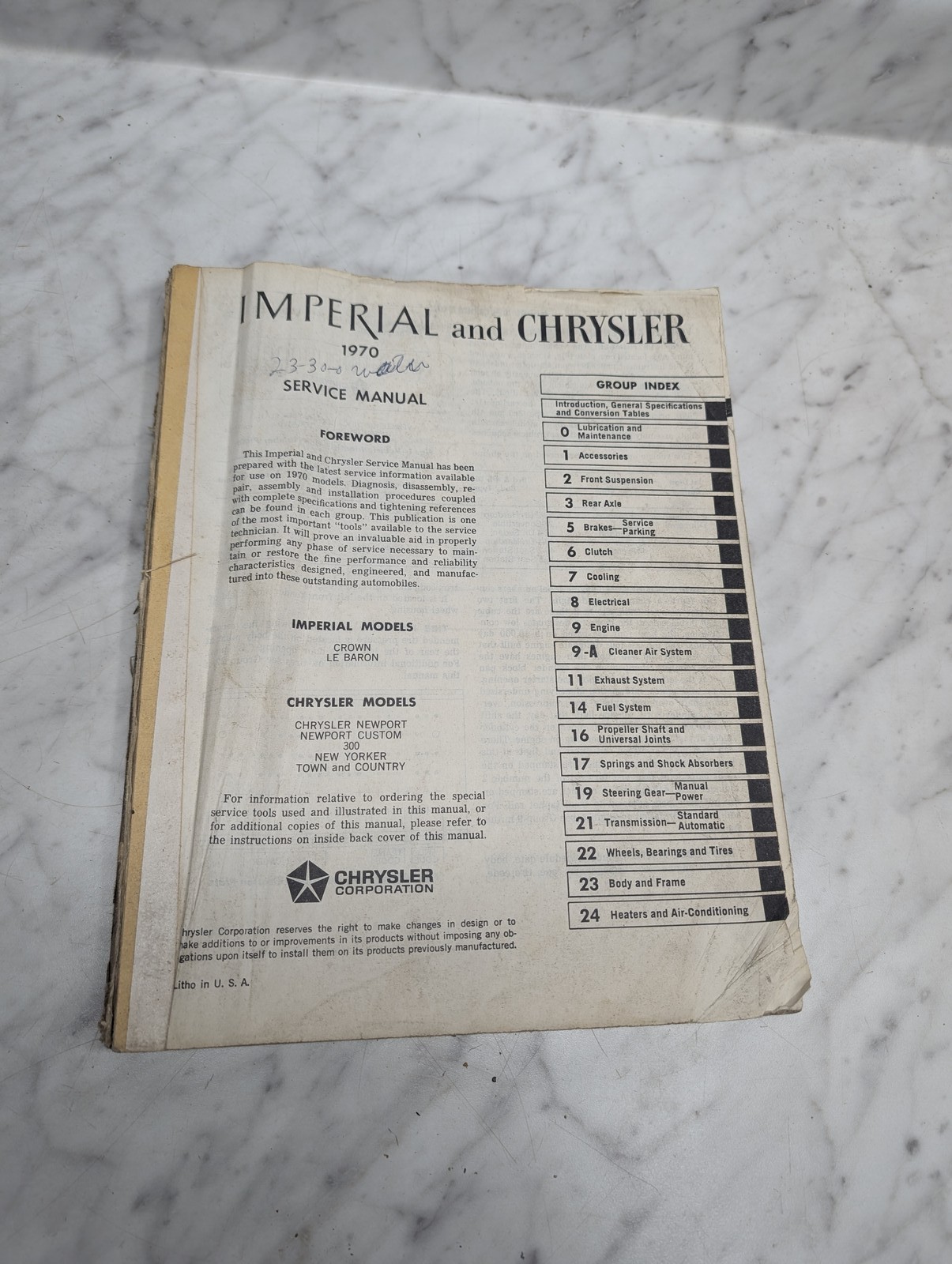 Imperial Chrysler 1970 Service Manual Repair Maintenance Shop Crown Le Baron