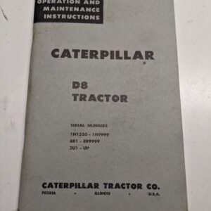 Caterpillar Operation Maintenance Manual Instruction D8 Tractor 1H 8R1 2U Series