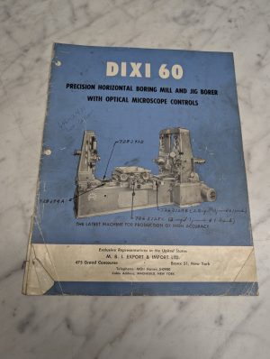 Dixi 60 Precision Horizontal Boring Mill Jig Borer Optical Sales Brochure