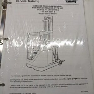 Linde Fork Lift Truck Service Training Manual R14 R16 R16N 113 804 2561 E 1993