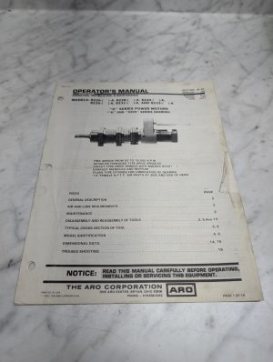 The Aro 8226 8228 8229 8230 8231 8232 Operator'S Manual O Series Power Motors