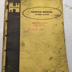 Hyster Fork Lift Truck Service Repair Manual S125A – S150A Shop Book 1968