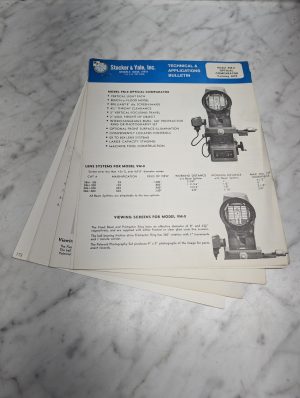 Stocker Yale Model Vm 8 Optical Comparator 2878 Technical Applications Bulletin