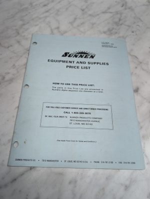 Sunnen X Sp 3001B Equipment Supplies Price List Parts Sales Catalog Reference