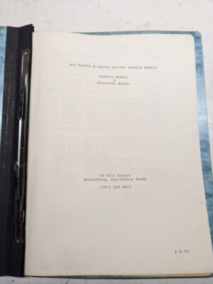 Fabtek M-Series Service Opeartors Manual 1977