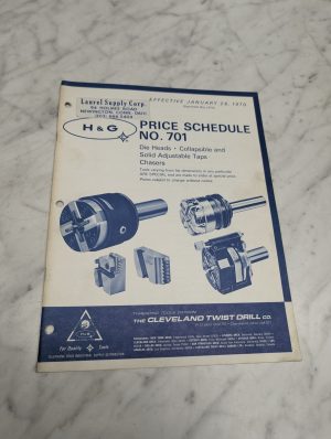 H G Price Schedule No 701 Die Heads Collapsible Solid Cleveland Twist Drill Co