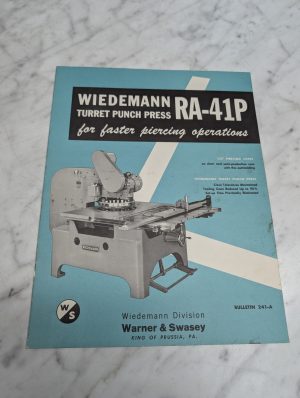 Wiedemann Ra-41P Turret Punch Press Bulletin 241-A Warner Swasey