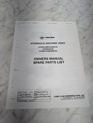 Hilma Hydraulic Machine Vises Hydra Mechanical Pneumatic Owners Operators Manual