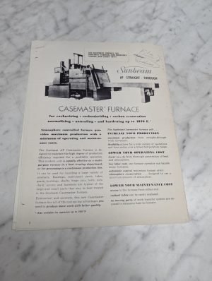 Sunbeam Af Straight Through Casemaster Furnace Catalog Literature Specs Features