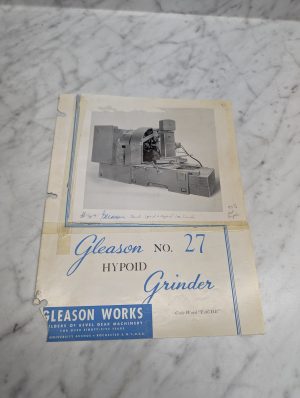 Gleason No # 27 Hypoid Grinder Works Code Word Tache Sales Brochure