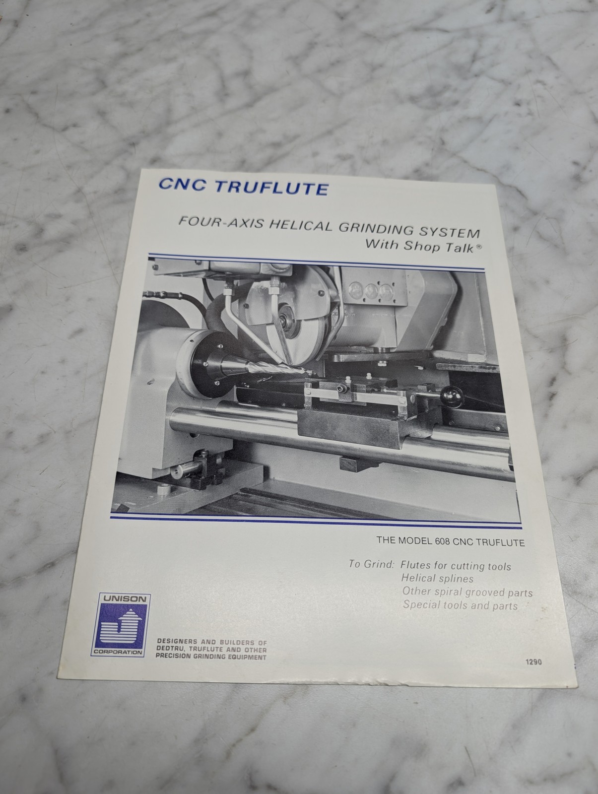Unison Model 608 Cnc Truflute Four Axis Helical Grinding System Sales Brochure