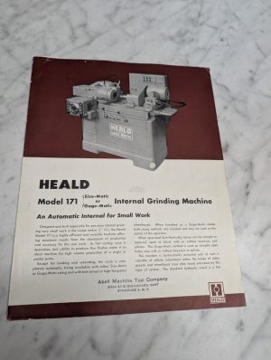 Heald Model 171 Size Matic Gage Internal Grinding Machine Tool Sales Brochure