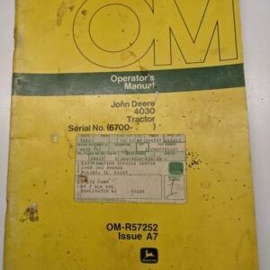 Original Jd John Deere Oem Operator'S Manual Book 4030 Tractor 6700 Om-R57252 A7