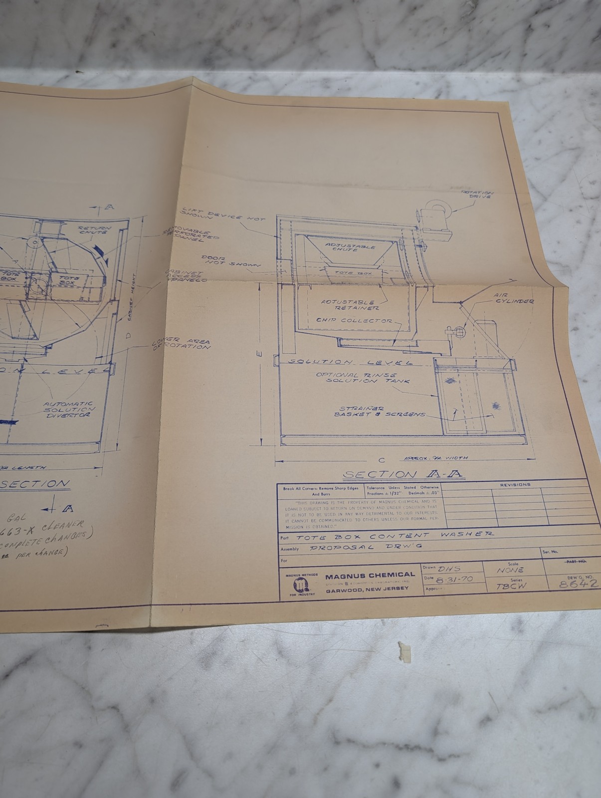 Magnus Chemical Tote Box Content Washer Proposal Drawing Blue Print 8642