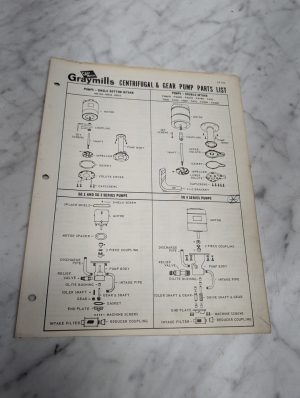 Graymills Centrifugal Gear Pump Parts List Cp 372 Manual Catalog Book