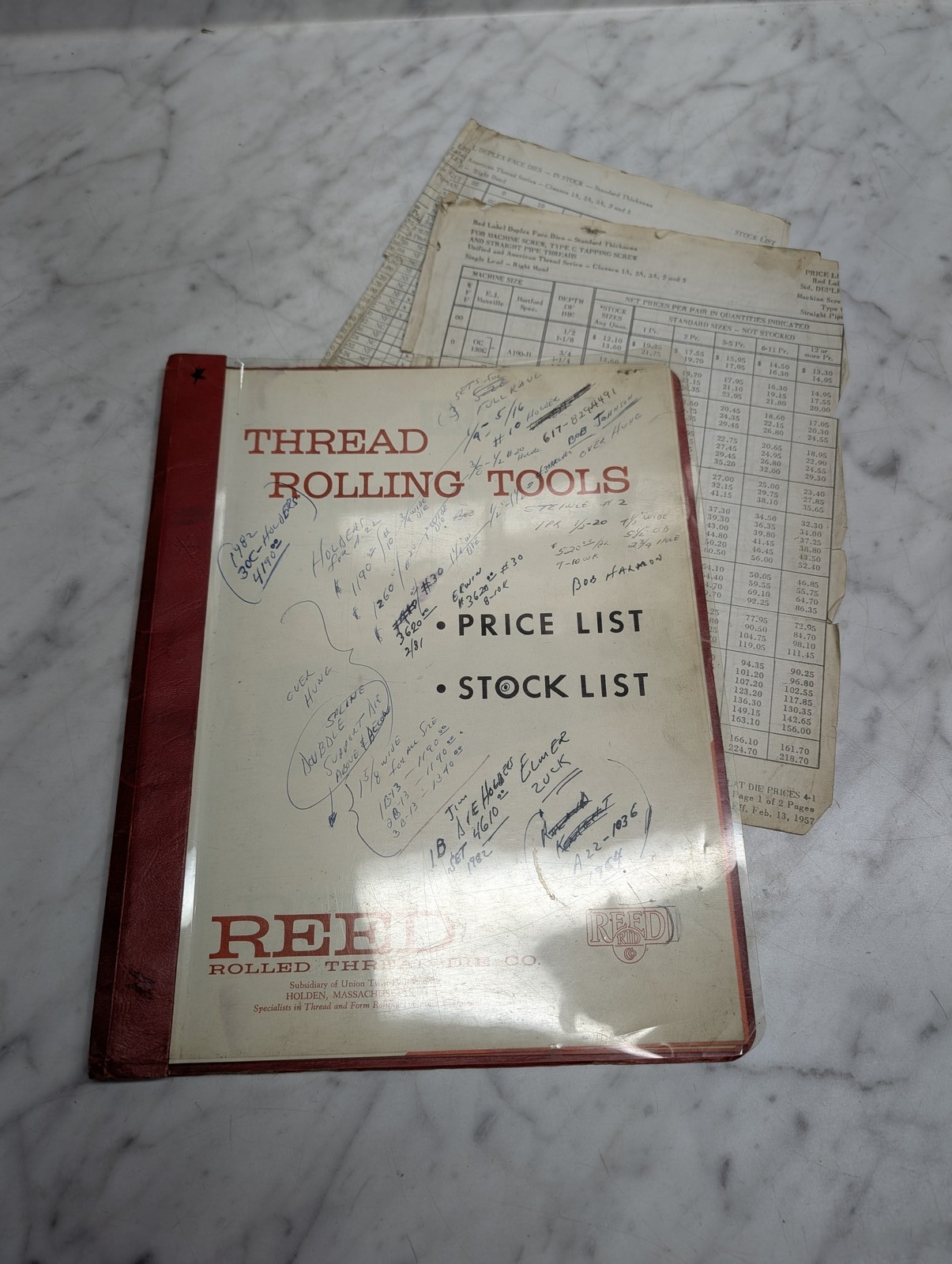 Reed Thread Rolling Tools Price List Stock Parts Sales Catalog Reference