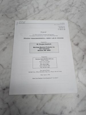 Henri Liné Macbormill Proposal Machine Tools Quotation