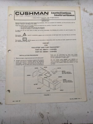 Cushman Installation Instructions Parts List Manual Cab Set 886419 886589