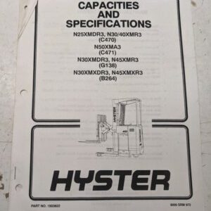 Hyster Fork Lift Truck Service Manual Capacities And Specifications N25Xmdr3