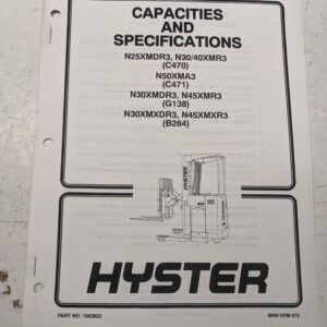 Hyster Fork Lift Truck Service Manual Capacities And Specifications N30/40Xmr3