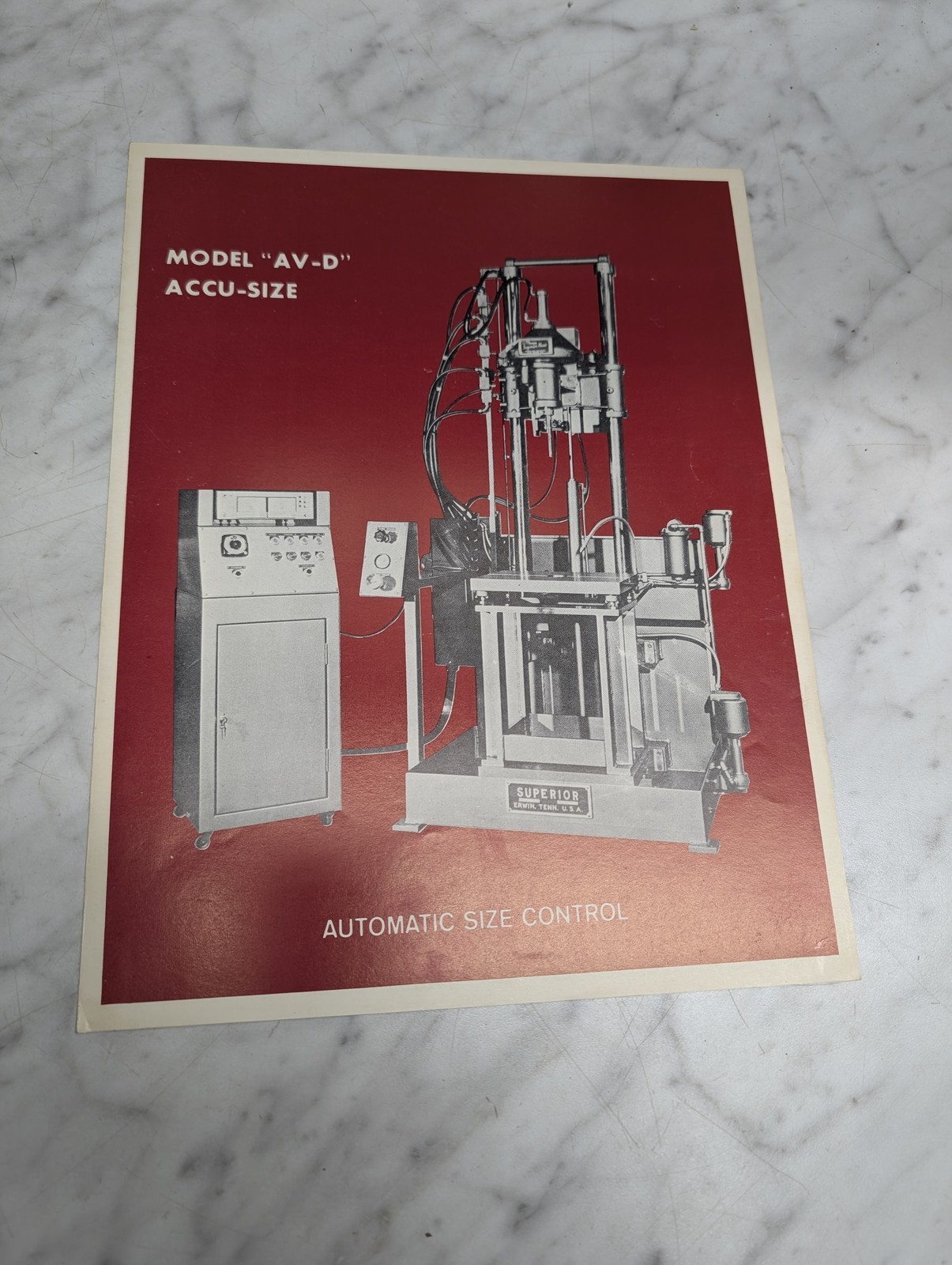 Superior Model “Av-D” Accu-Size Automatic Size Control Sales Brochure