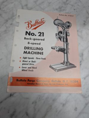 Buffalo #21 Back Geared 8 Speed Drilling Machine Bulletin 3746 D Sales Brochure