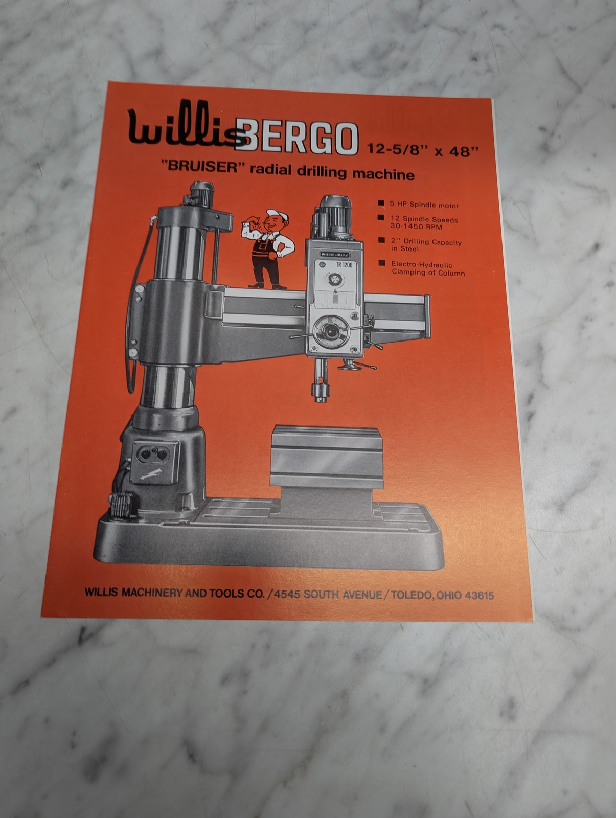 Willis Bergo Tr 1200 “Bruiser” Radial Drilling Machine 12-5/8” X 48” Brochure