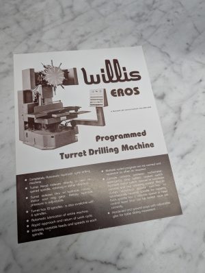 Willis Eros Programmed Turret Drilling Machine Literature Specs Brochure