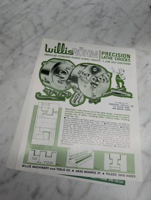 Willis Röhm Precision Lathe Chucks 3 Jaw Self Centering Catalog Literature Specs