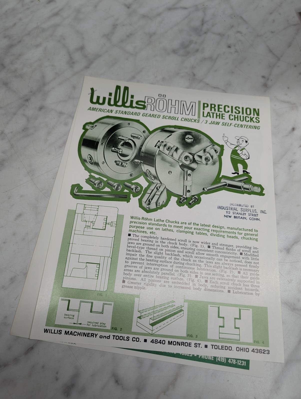 Willis Röhm Precision Lathe Chucks 3 Jaw Self Centering Catalog Literature Specs
