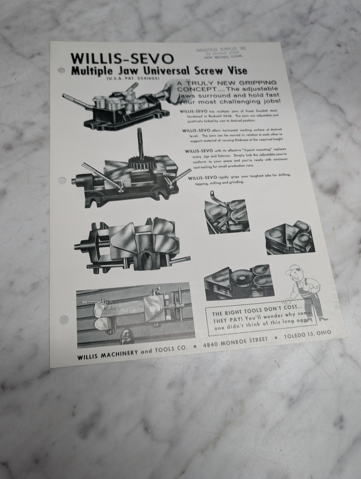 Willis Sevo Multiple Jaw Universal Screw Vise Sales Brochure Catalog Literature