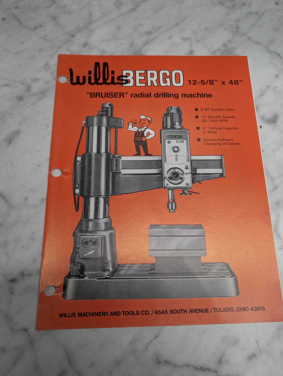 Willis Bergo Bruiser Radial Drilling Machine Tr 1200 12-5/8” X 48 Sales Brochure