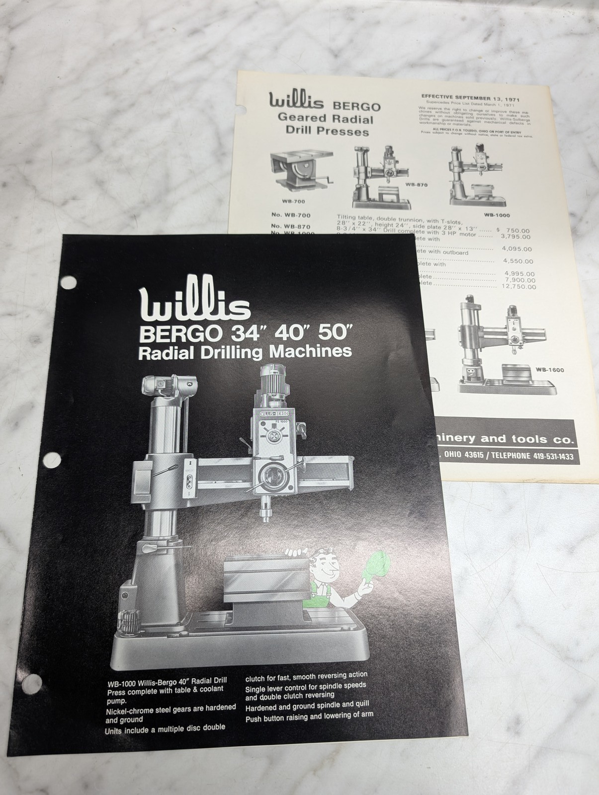 Willis Bergo 34 40 50 Radial Drilling Machines Wb 700 870 1000 1600 Brochure