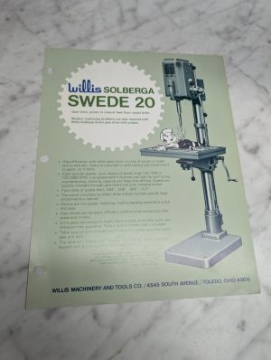 Willis Solberga Swede 20 Model No 2015 Drill Presses Machinery Tools Brochure
