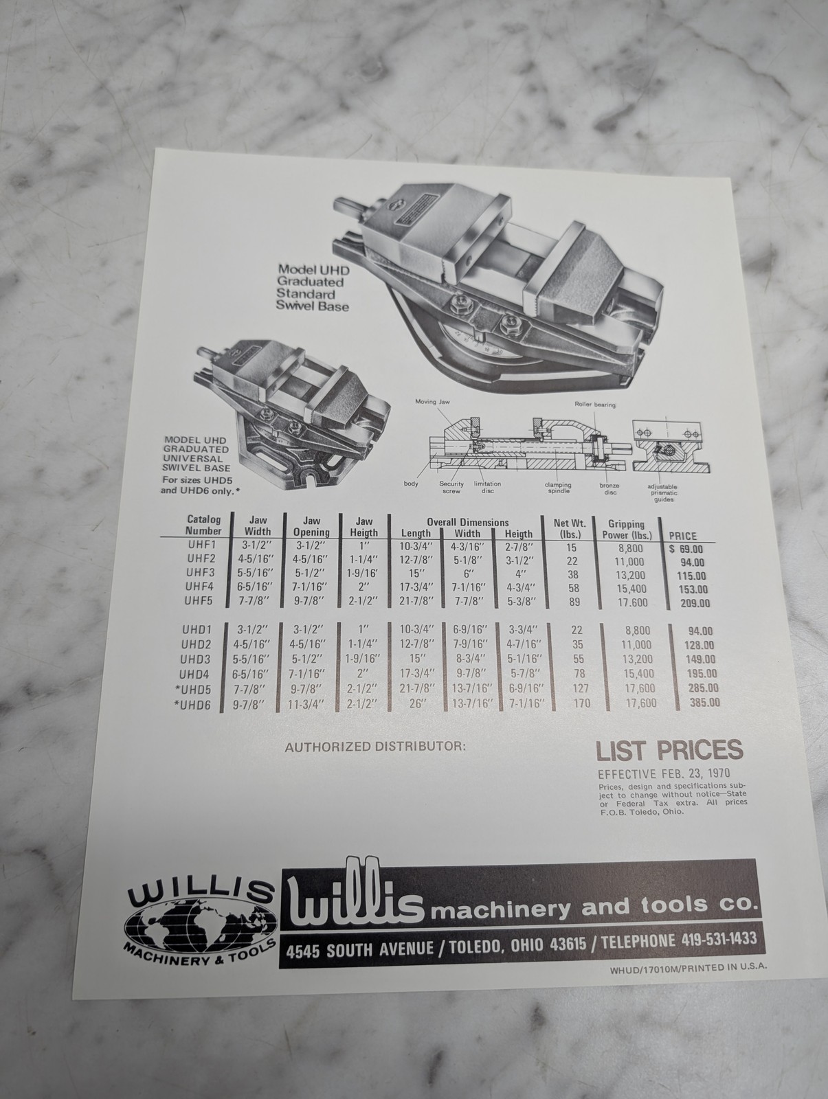Willis Model Uhd Graduated Standard Swivel Base List Prices Effective Feb 23