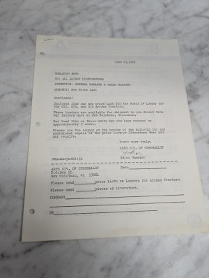 Ariens Model 14 Loader S12 S14 S16 Tractors New Price List June 23 1976