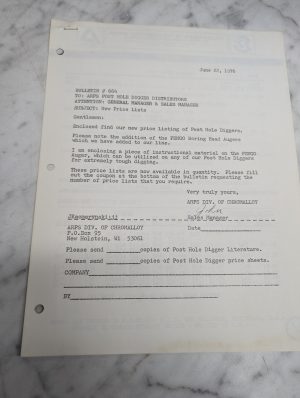 Arps Div Of Chromalloy Bulletin 664 Post Hole Diggers New Price Lists June 22 19