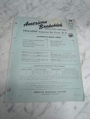 American Brakeblok 120 No 1 A 3 Dealers Suggested Net Prices Feb 15 1962