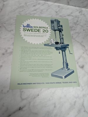 Willis Solberga Swede 20 Model No 2015 Floor Power Feed Sales Brochure